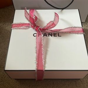 Authentic Chanel Box with Pink Ribbon and Shopping bag